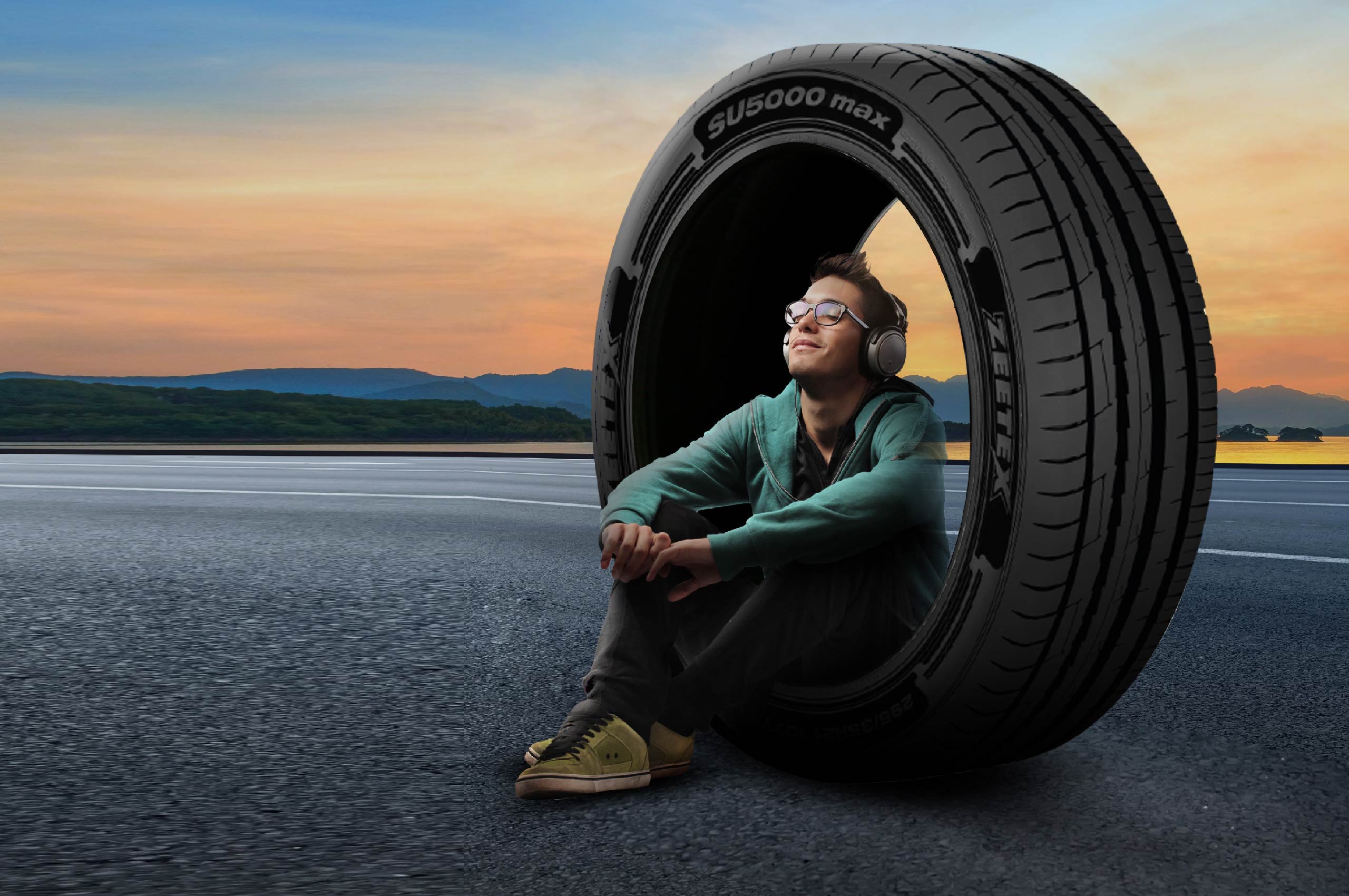 man on noiseless tyre